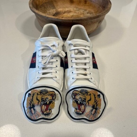 Men's Gucci New Ace Tiger Strap Sneakers size 8.5 - Picture 8 of 10